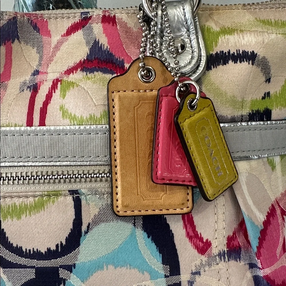 Coach Poppy Ikat Print Tote with Silver Trim - Picture 3 of 12